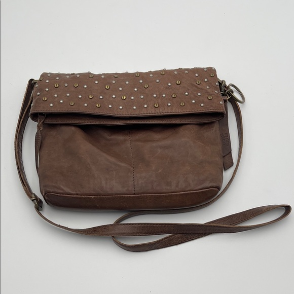FRYE AND CO. Brown Leather Crossbody with Stud Accents - Picture 7 of 9